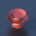 Coral Red Stacked Plates With Ruffled Edges For Home Dining Table 3d model