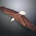 Majestic Brown Feathered Eagle With White Head Flying Spread Wings Gracefully 3d model