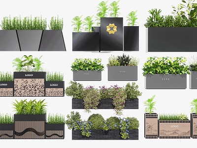 Modern outdoor plant flower box flower bed combination municipal landscape road flower bed flower box greening combination flowers and plants flower combination model