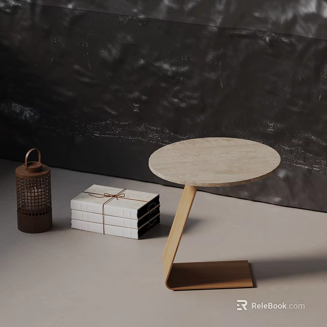 Modern Minimalist Round Side Table With Light Wood Frame And Smooth Top Surface 3d model