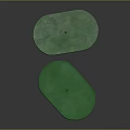 Two Green Oval Tables With Smooth Surface And Four Legs Against Dark Background 3d model
