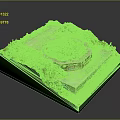 Natural Scene Model Featuring Green Grass Circular Area Octagonal Stone Structure And Stone Path