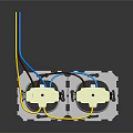 Computer Dual Plug Connector With Multi Colored Wires And Metal Mounting Plate 3d model