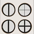 Four Circular Decorative Panels With Black Divider Lines And Gold Frames 3d model