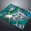 3D Model Scenery of Ancient Town with Surrounding Water Walls and Bridges