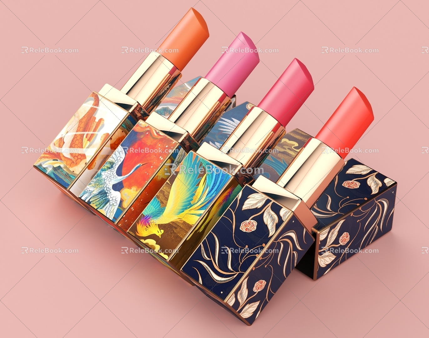 Palace Lipstick Wen Chuang Lipstick Lipstick Retro Lip Gloss Lipstick Cosmetics 3d model