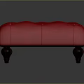 Red Velvet Upholstered Ottoman Bench With Wooden Legs And Modern Design
