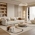 Modern Living Room Sofa Coffee Table Combination Lazy Sofa Green Planting Floor Lamp Sofa Stool Chandelier 3d model