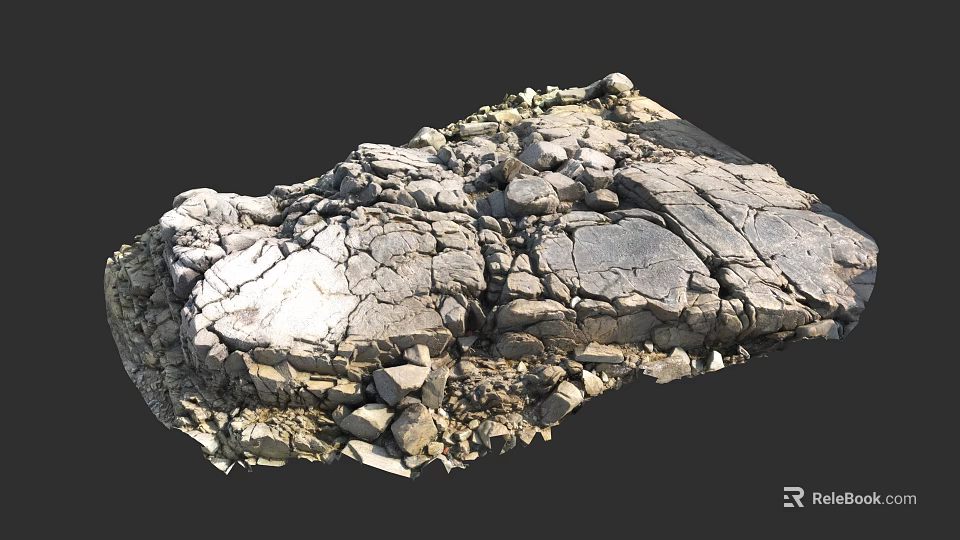 Natural Stone Sample Showing Rough Surface And Cracked Layered Texture Formation 3d model 