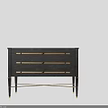 Elegant Black Console Cabinet With Golden Handles Legs And Wooden Drawers