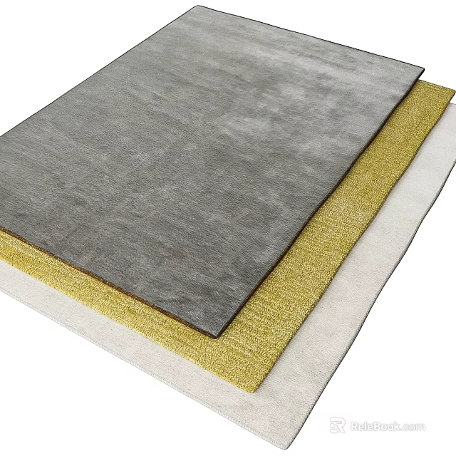 Modern Square Rug With Soft Texture In Gray Yellow And White Colors For Home Decor 3d model 