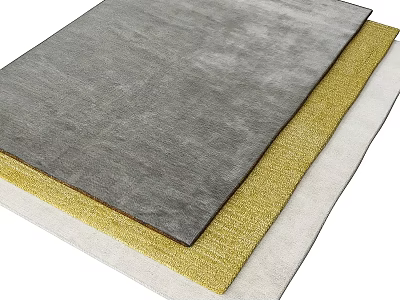 Modern Square Rug With Soft Texture In Gray Yellow And White Colors For Home Decor 3d model