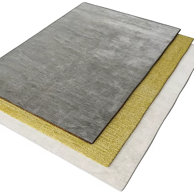 Modern Square Rug With Soft Texture In Gray Yellow And White Colors For Home Decor 3d model