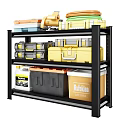 Sturdy Storage Shelf with Assorted Storage Bins Toolboxes and Plastic Containers 3d model