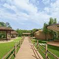 Modern pavilion thatched pavilion 3d model