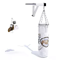 Playground Recreation Equipment With Hanging White Punching Bag And Logo Design Boxing Gloves