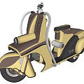 Vintage Motorcycle with Beige and Brown Color Scheme Streamlined Body Classic Seat and Handlebars