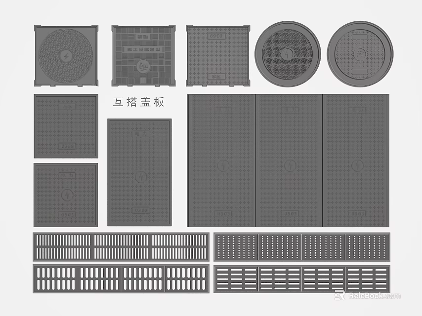 Interlocking Cover Plates With Various Shapes And Grid Patterns For Applications 3d model 