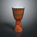Decorative Wooden Drum With Intricate Carved Base And Woven Rope For Home Use
