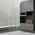 Modern Wardrobe With Marble Pattern Open Shelves And White Robe In Minimalist Interior