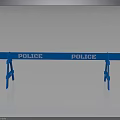 Blue Police Barrier With POLICE Sign And Metal Support Legs Design