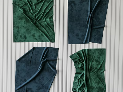 Elegant Wall Decor With Green And Navy Blue Textured Fabric Panels 3d model