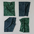 Elegant Wall Decor With Green And Navy Blue Textured Fabric Panels