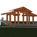 New Chinese Style Gate Rural Landscape Gate 3d model