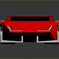 Red Angular Sports Car With White Accents Black Windows And Silver Wheels