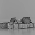 Black and White Sectional Sofa with Modular Design for Living Room Seating 3d model
