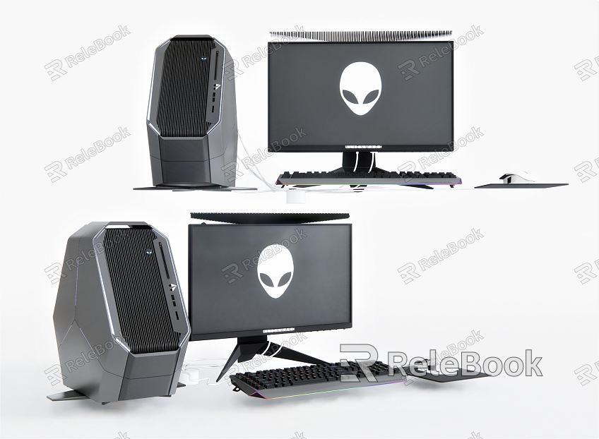 Modern computer desktop chassis computer host alien computer computer screen mouse keyboard model