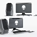 Modern computer desktop chassis computer host alien computer screen mouse keyboard 3d model