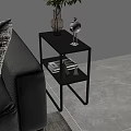 Modern Black Side Table With Metal Frame And Books For Living Room Sofa Area