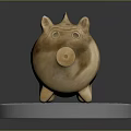 Wooden Pig Piggy Bank Decorative Figurine on Clear Acrylic Base