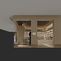 Zun Hua Modern Interior Space With Shelves Counter And Green Plant Decor