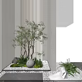 Modern Courtyard Garden Design With Slate Tiles Green Plants And Wooden Decorative Elements