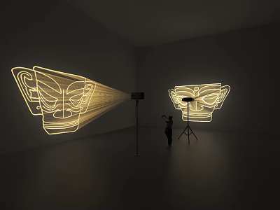 Creative Decorative Projection Lighting with Artistic Silhouette Designs in Indoor Display Setting 3d model