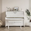 Elegant White Piano and Art Supplies in Modern Room Interior Design