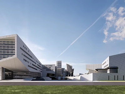 Modern Industrial Factory Complex Exterior Design With Geometric Architecture And Large Windows 3d model