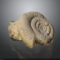 Light Brown Spiral Animal Horn With Textured Surface On Dark Background