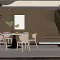 Modern dining table and chair combination 3d model
