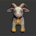 Adorable Stuffed Goat Toy With Curved Horns Colorful Legs And Yellow Collar