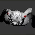 Futuristic Female Character With Silver Hair In White Bodysuit Standing Pose Gray Gradient Background