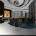 Modern Beauty Salon Reception Area With Sofas Decorative Plants And Stone Wall