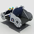 Kids Play Equipment Ride On Car With Blue Seats Gear Wheels And Two Seats