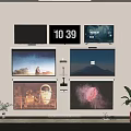 Projection Monitoring System With Multiple Wall Mounted Screens Showing Various Displays