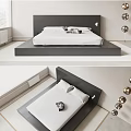 Modern Double Bed Interior Design With Minimalist Headboard White Bedding And Decorative Lighting