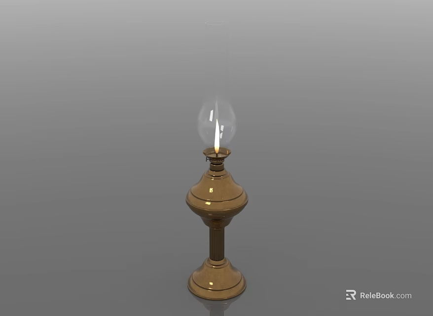 Vintage Brass Oil Lamp With Clear Glass Shade And Classic Design 3d model 