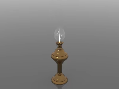 Vintage Brass Oil Lamp With Clear Glass Shade And Classic Design 3d model