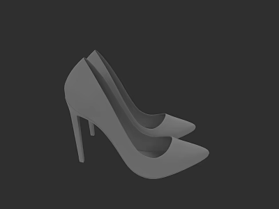 Gray Pointed Toe High Heels With Thin Stiletto Heel And Sleek Design 3d model